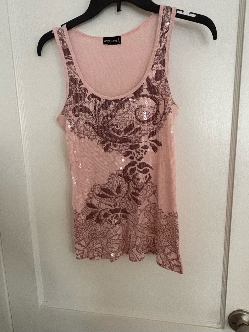 Wet Seal Pink Floral Sequin Tank Top